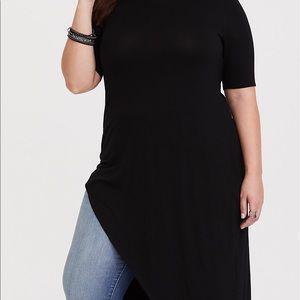 BLACK KNOTTED ASYMMETRICAL TUNIC